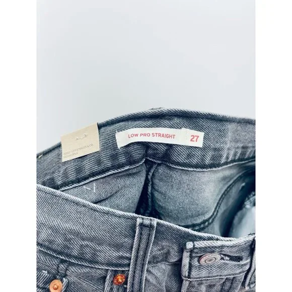 Levi's Jeans Grey Sz 27 Women’s Low Pro Straight Leg Mid Rise Paint Splatter New - Picture 8 of 9
